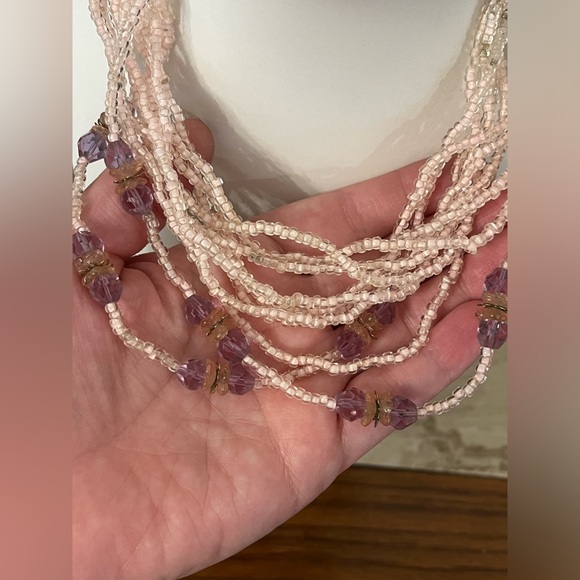 Glass and Crystal Necklace with Flower Beads - Picture 4 of 7